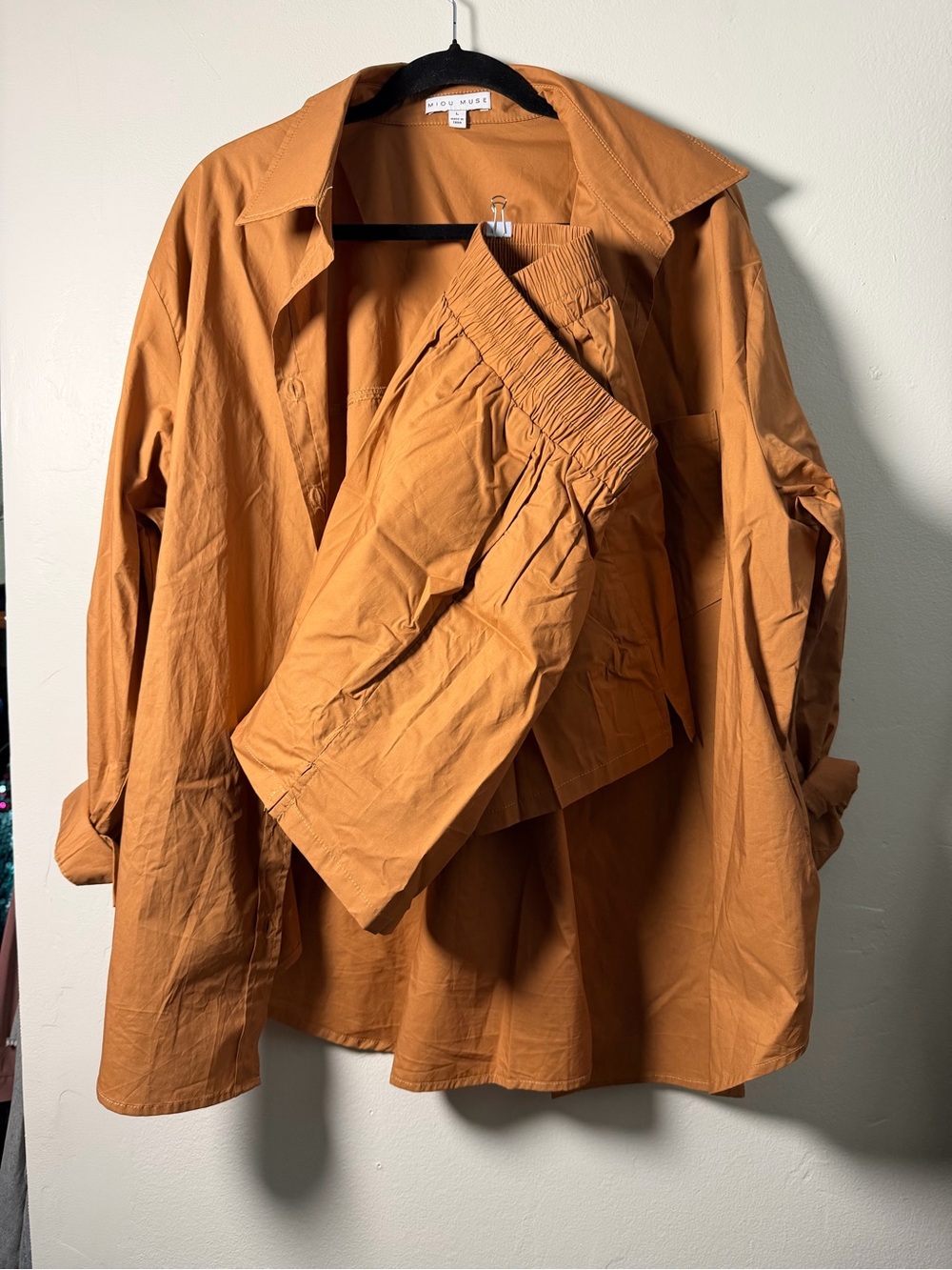 Oversized Trench-Style Shirt Jacket - Rust Orange